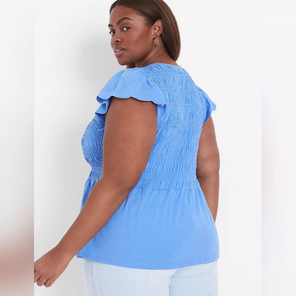 Lane Bryant Size 14/16 Blue Smocked Women's Top - Picture 11 of 12